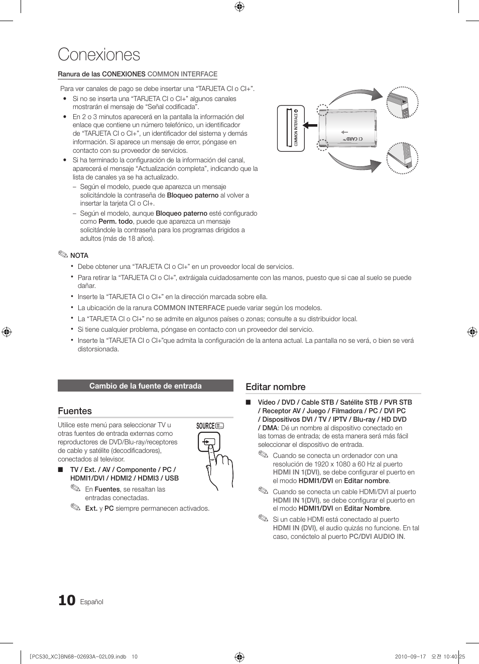 Conexiones | Samsung PS50C530C1W User Manual | Page 212 / 365