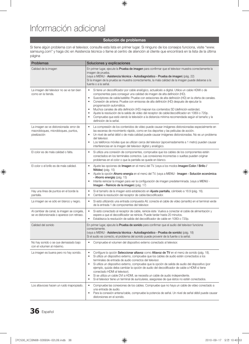 Información adicional | Samsung PS50C530C1W User Manual | Page 238 / 365