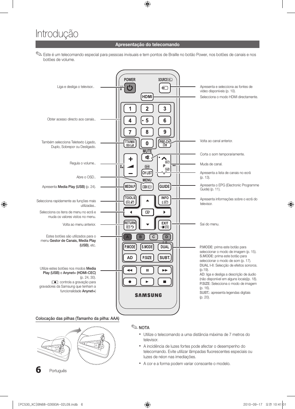 Introdução | Samsung PS50C530C1W User Manual | Page 248 / 365