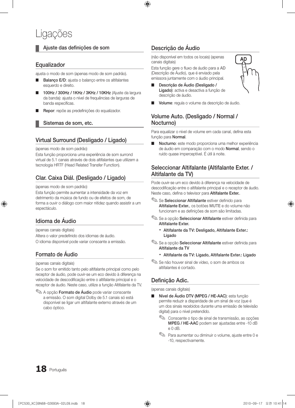 Ligações | Samsung PS50C530C1W User Manual | Page 260 / 365