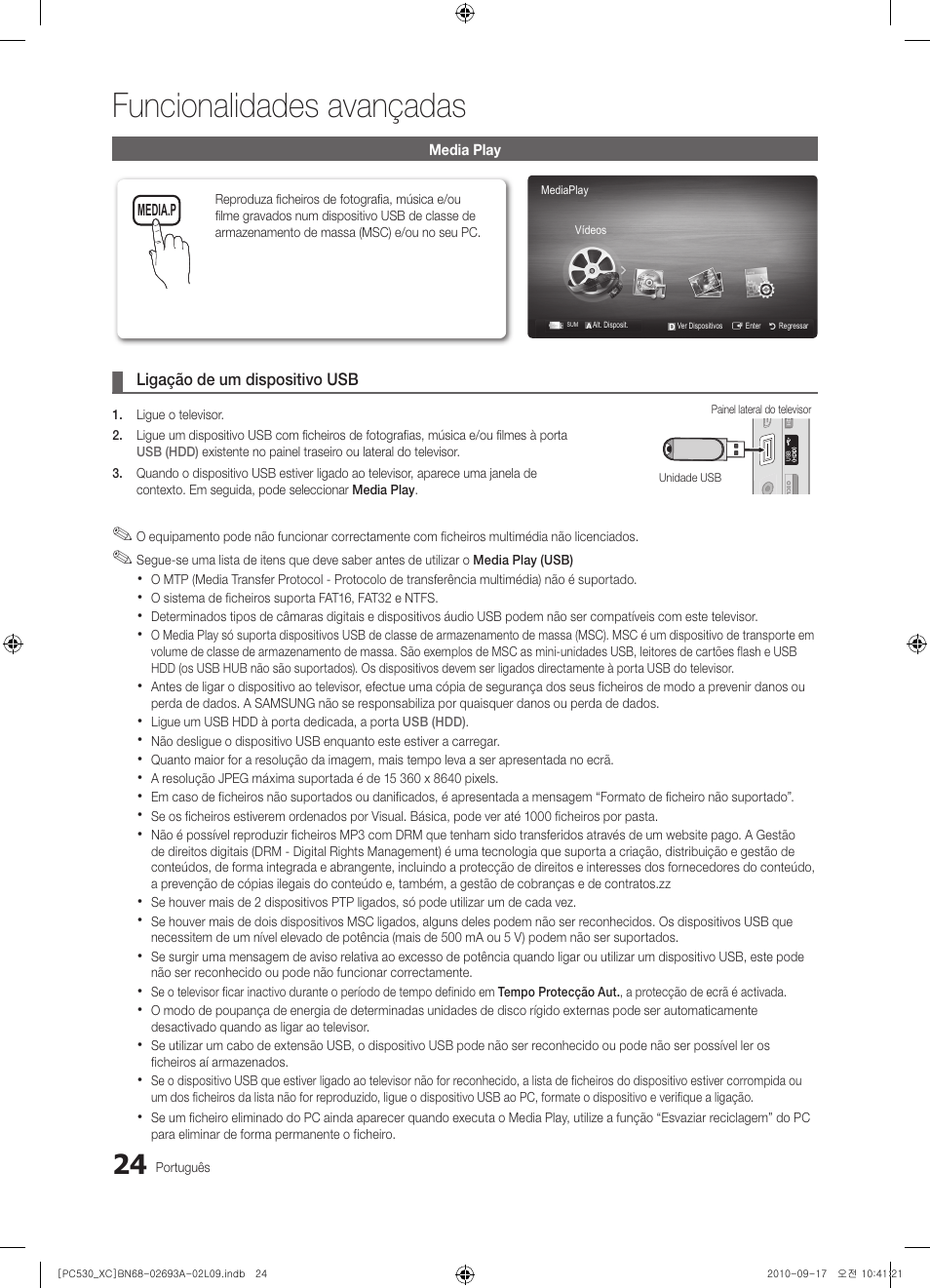 Funcionalidades avançadas | Samsung PS50C530C1W User Manual | Page 266 / 365