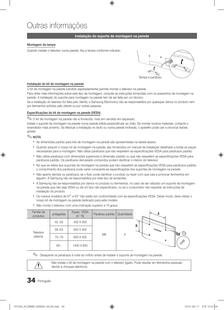 Outras informações | Samsung PS50C530C1W User Manual | Page 276 / 365