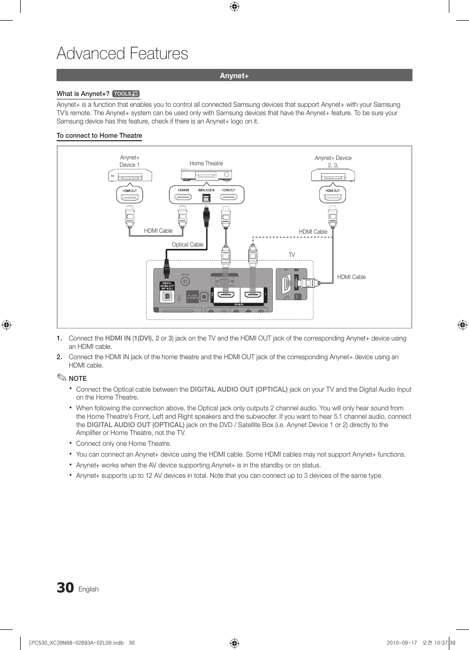 Advanced features | Samsung PS50C530C1W User Manual | Page 30 / 365