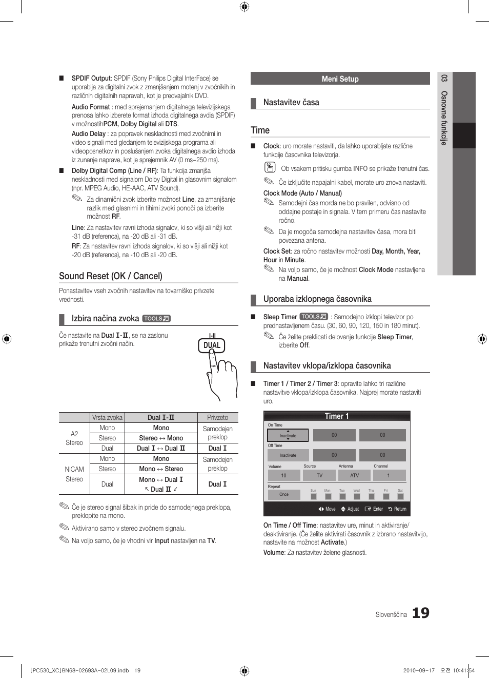 Sound reset (ok / cancel), Time | Samsung PS50C530C1W User Manual | Page 301 / 365