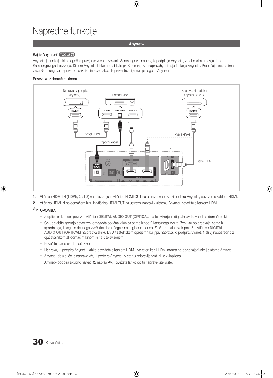 Napredne funkcije | Samsung PS50C530C1W User Manual | Page 312 / 365