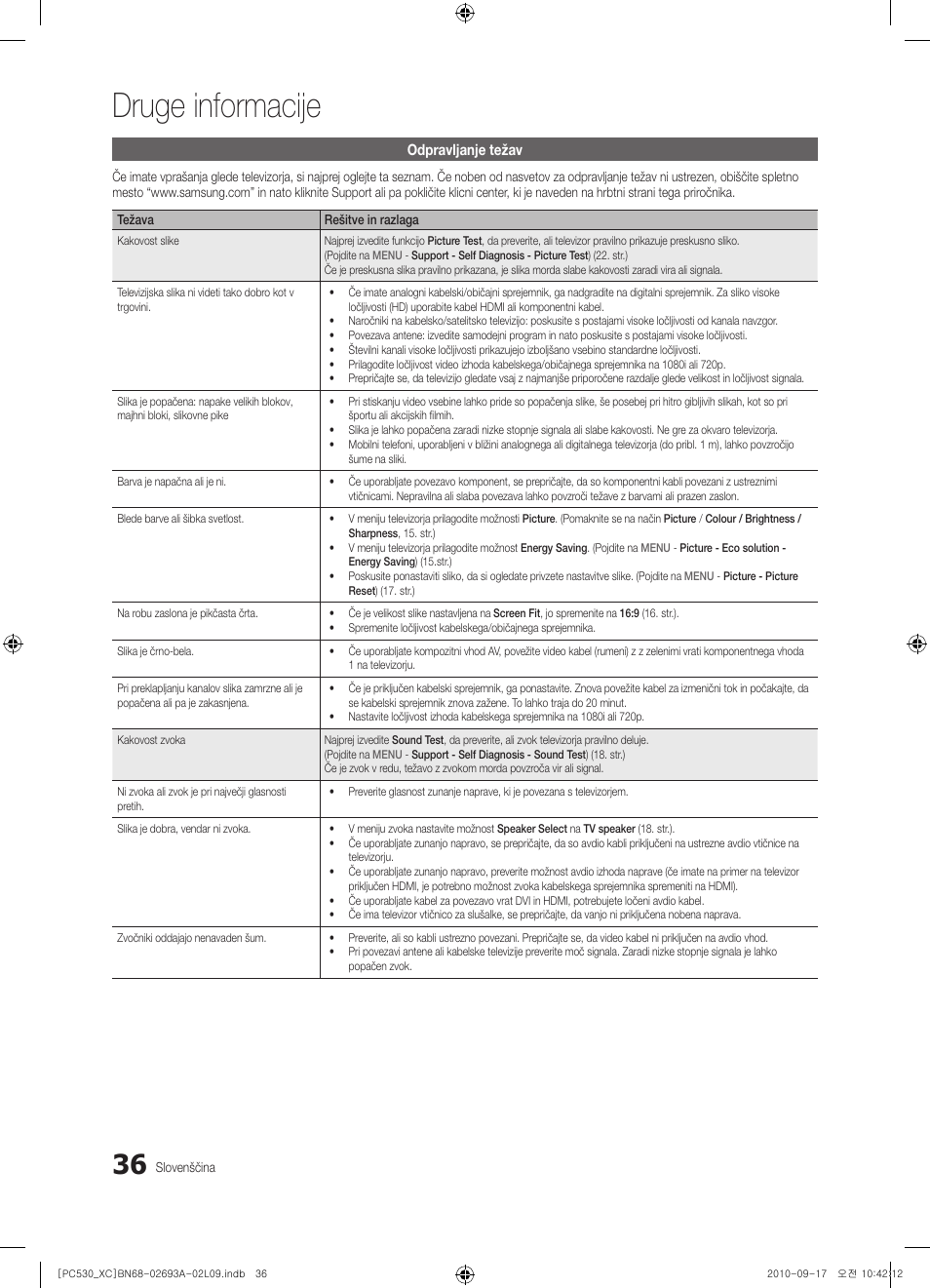 Druge informacije | Samsung PS50C530C1W User Manual | Page 318 / 365