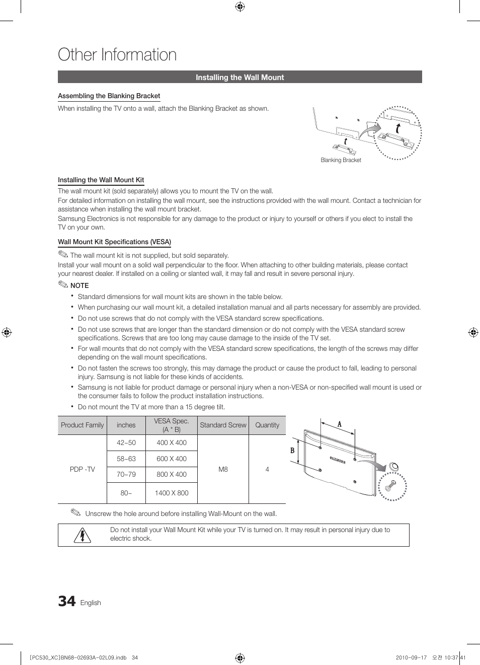 Other information | Samsung PS50C530C1W User Manual | Page 34 / 365