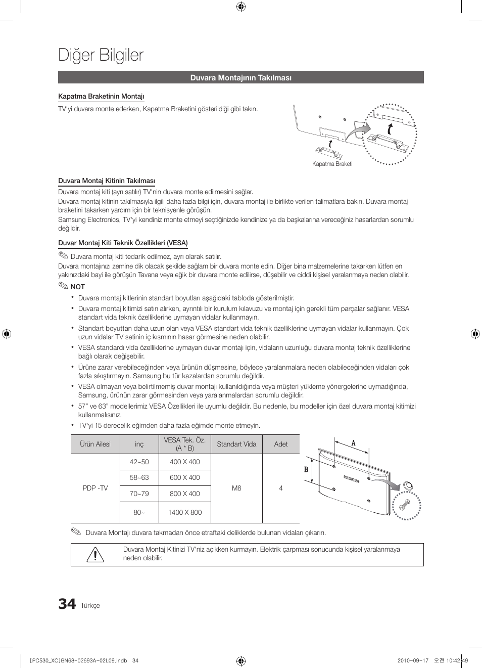 Diğer bilgiler | Samsung PS50C530C1W User Manual | Page 356 / 365