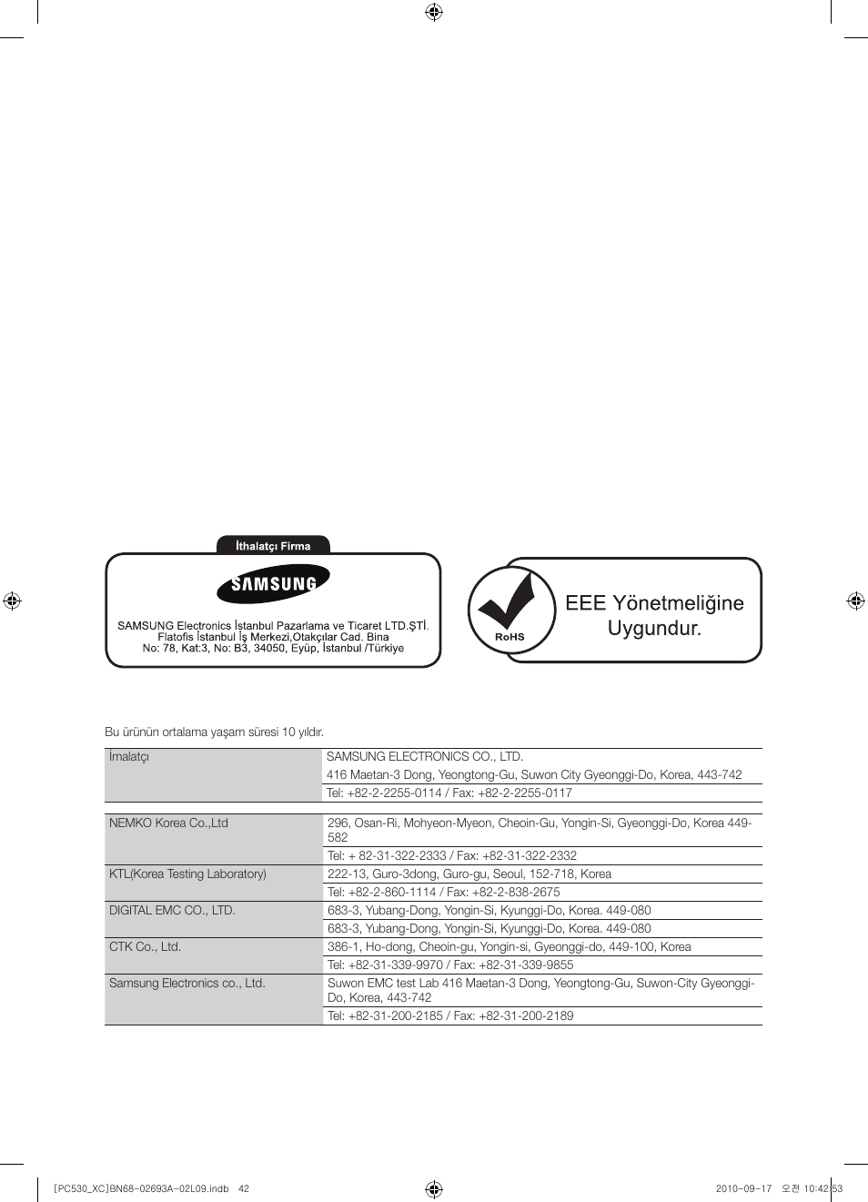 Samsung PS50C530C1W User Manual | Page 364 / 365