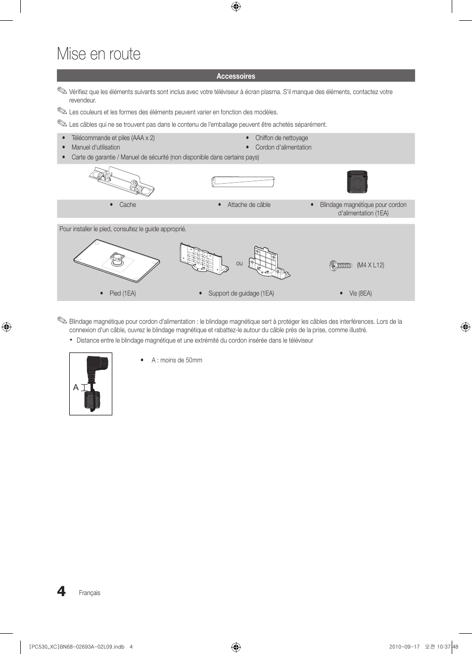 Mise en route | Samsung PS50C530C1W User Manual | Page 44 / 365