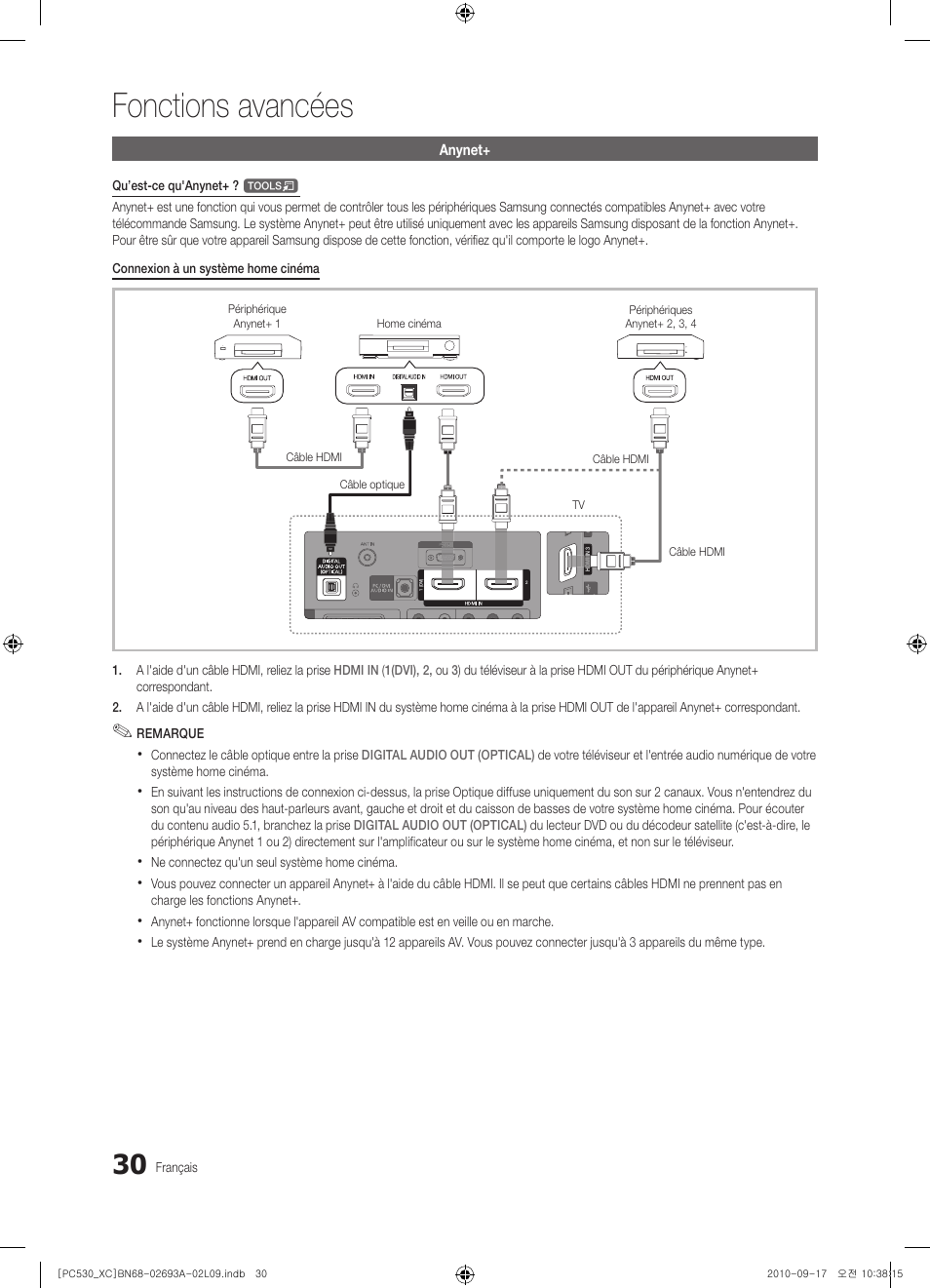 Fonctions avancées | Samsung PS50C530C1W User Manual | Page 70 / 365