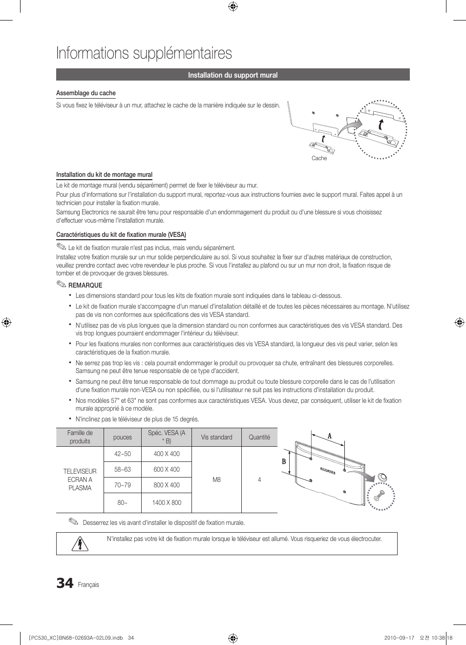 Informations supplémentaires | Samsung PS50C530C1W User Manual | Page 74 / 365