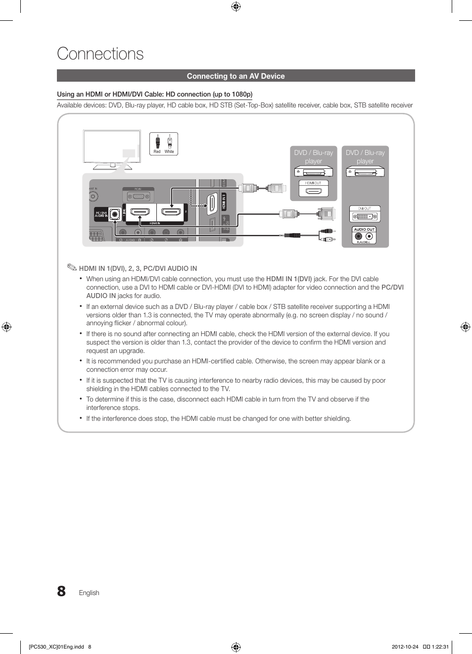 Connections | Samsung PS50C530C1W User Manual | Page 8 / 365