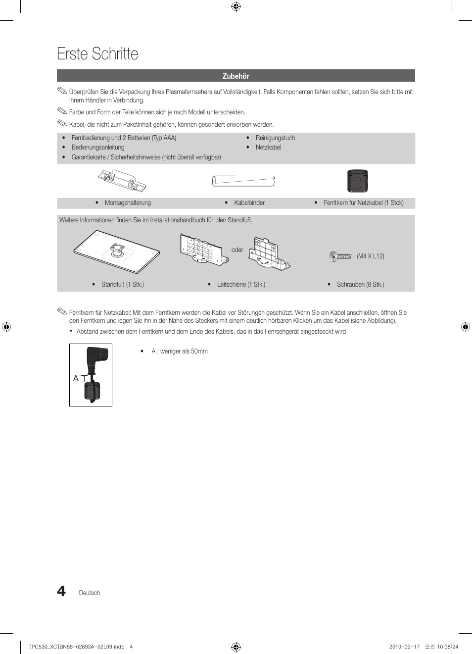 Erste schritte | Samsung PS50C530C1W User Manual | Page 84 / 365