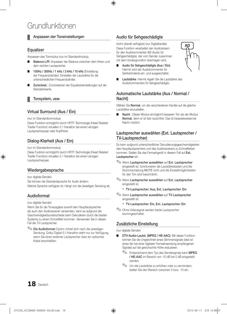 Grundfunktionen | Samsung PS50C530C1W User Manual | Page 98 / 365
