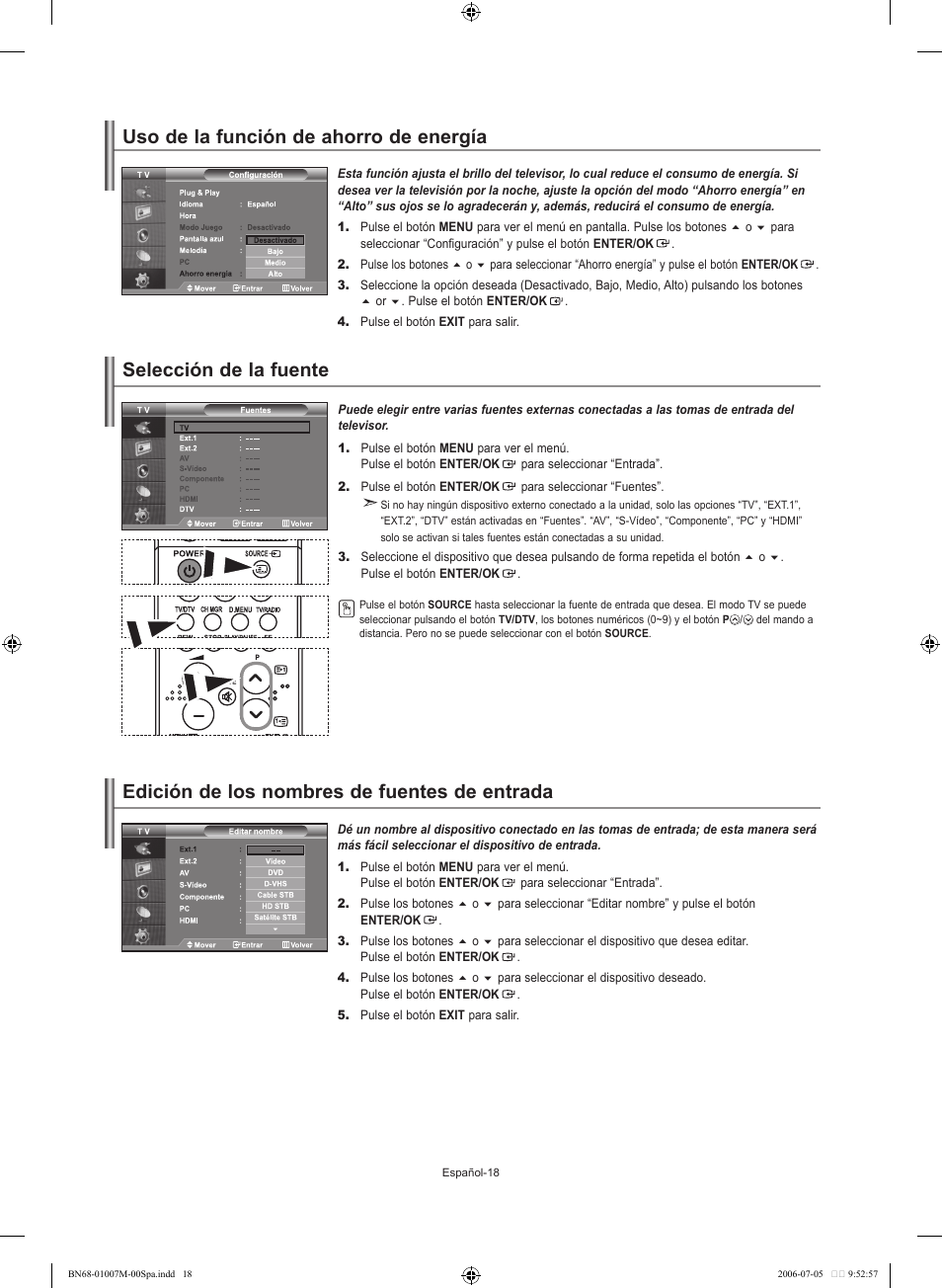 Edición de los nombres de fuentes de entrada | Samsung LE32S74BD User Manual | Page 102 / 125