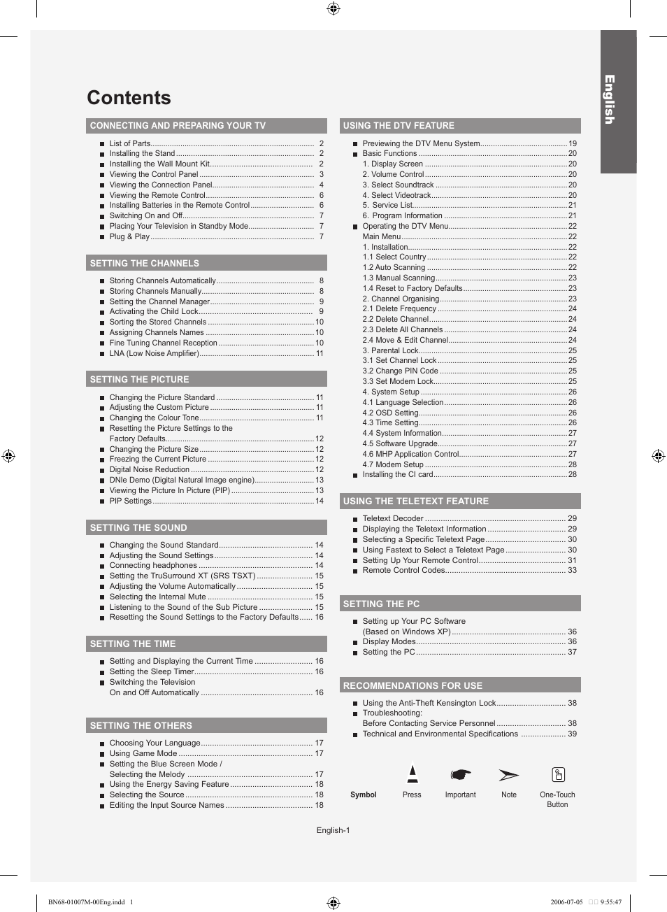 Samsung LE32S74BD User Manual | Page 3 / 125