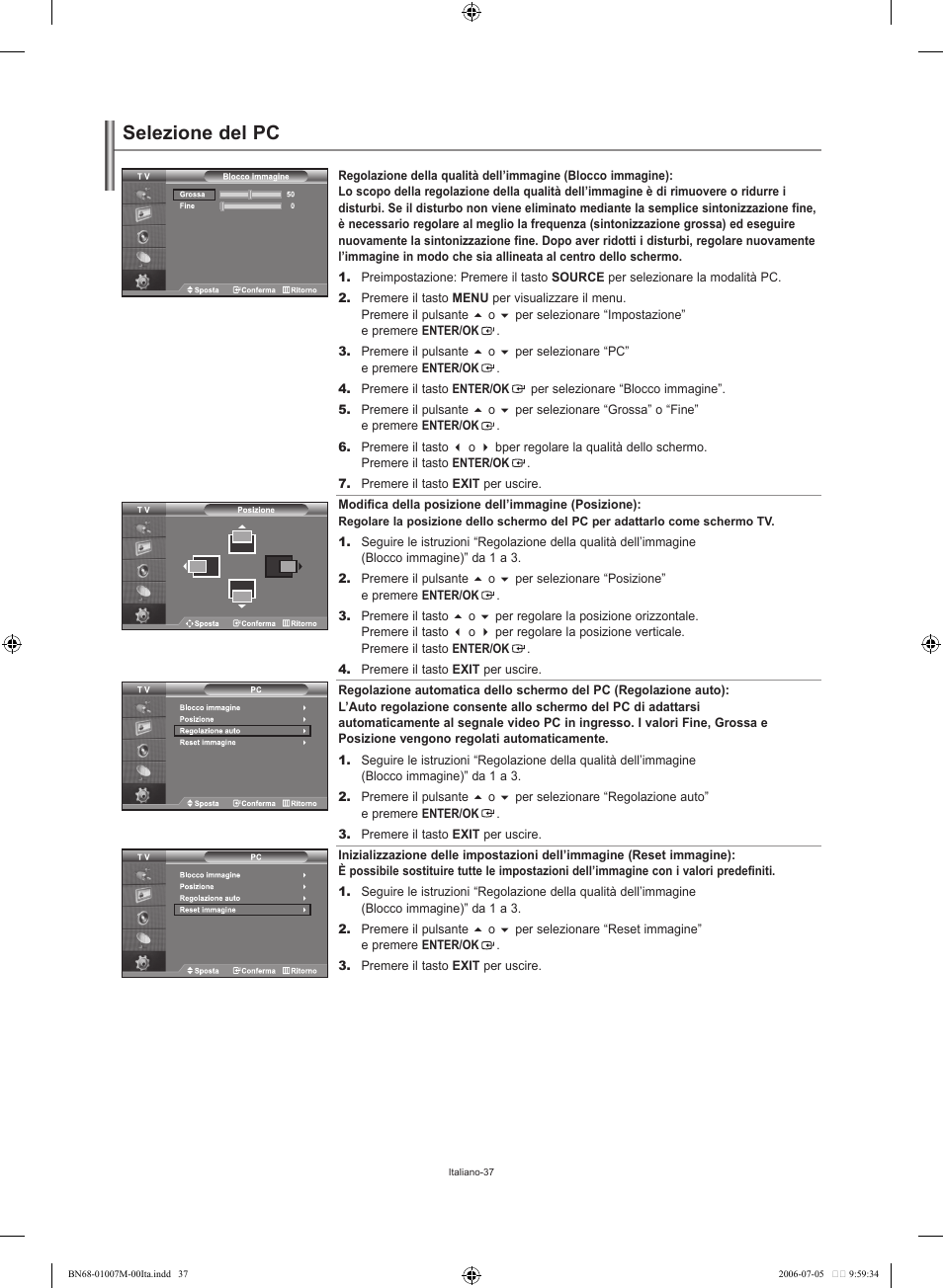 Selezione del pc | Samsung LE32S74BD User Manual | Page 79 / 125