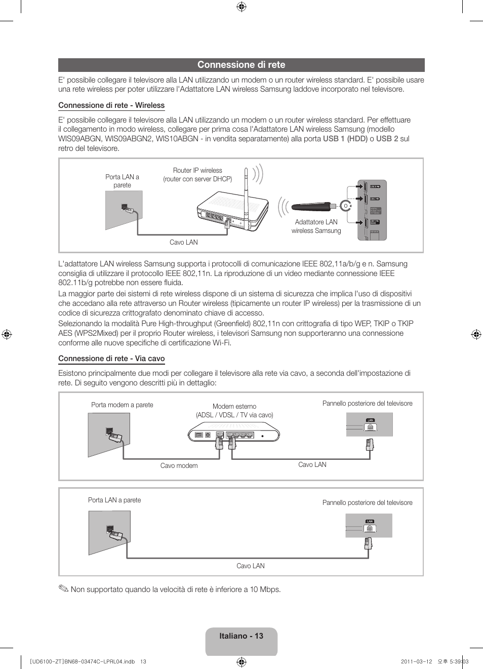 Connessione di rete | Samsung UE55D6100SP User Manual | Page 77 / 86