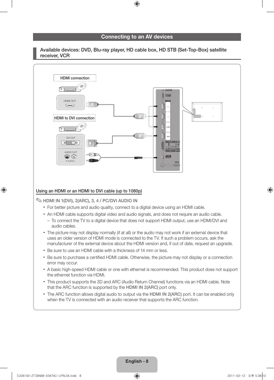 Samsung UE55D6100SP User Manual | Page 8 / 86