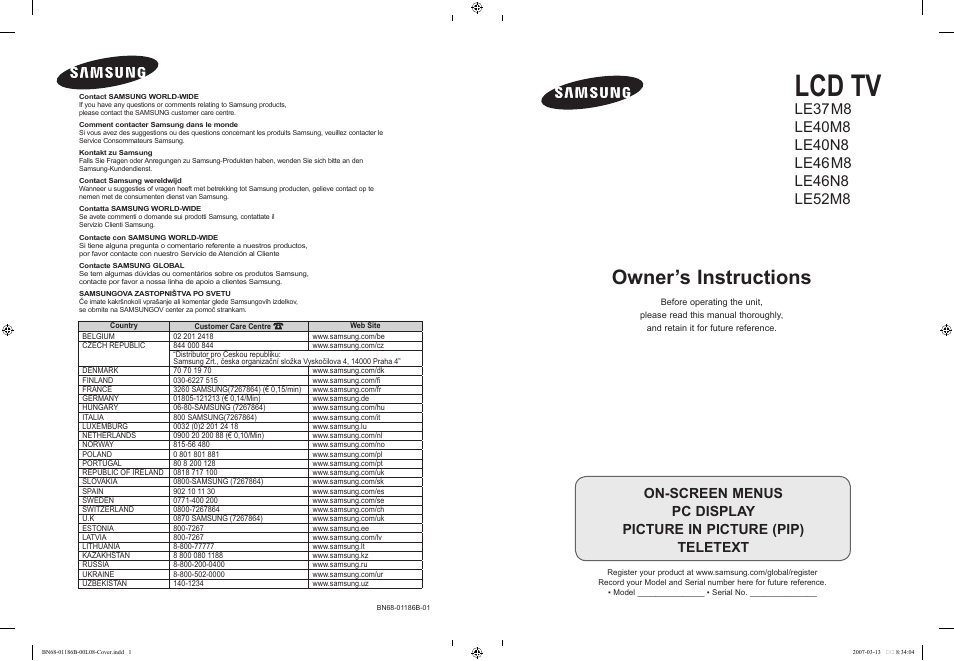 Samsung LE52M87BD User Manual | 498 pages