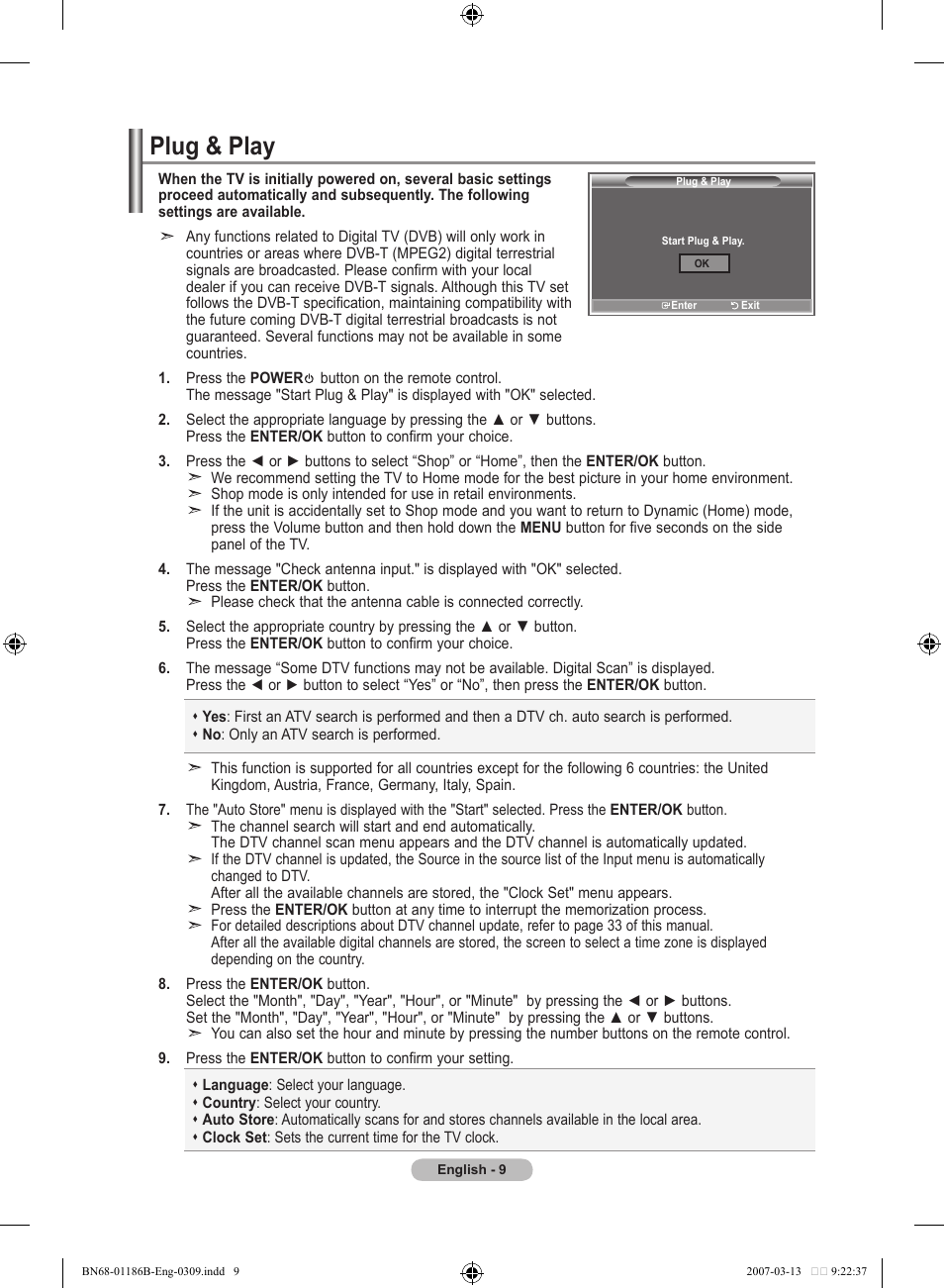 Plug & play | Samsung LE52M87BD User Manual | Page 11 / 498