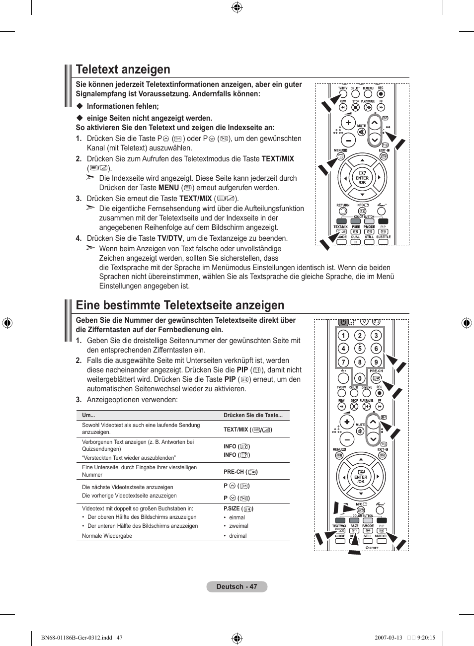 Teletext anzeigen, Eine bestimmte teletextseite anzeigen | Samsung LE52M87BD User Manual | Page 173 / 498