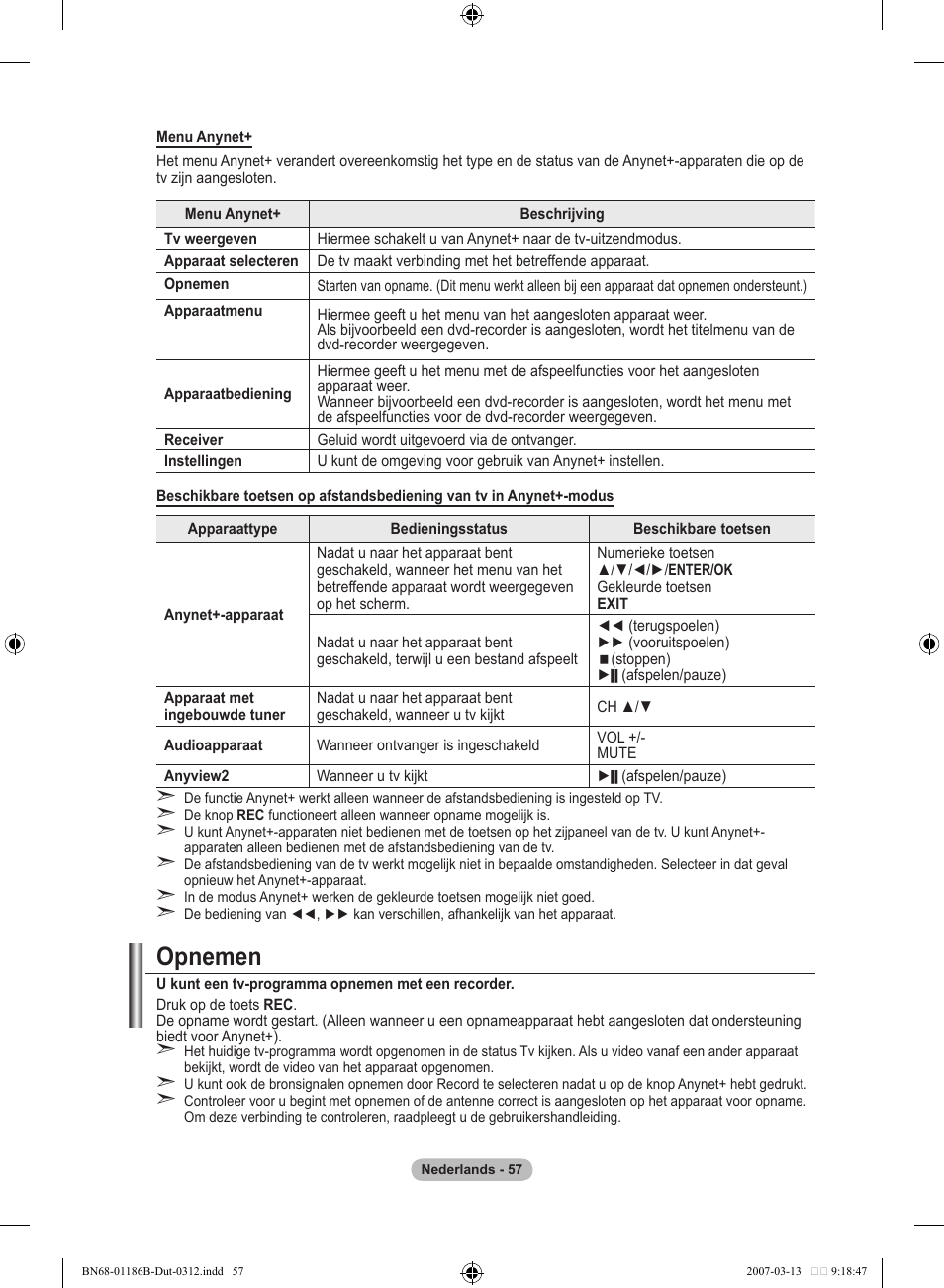 Opnemen | Samsung LE52M87BD User Manual | Page 245 / 498