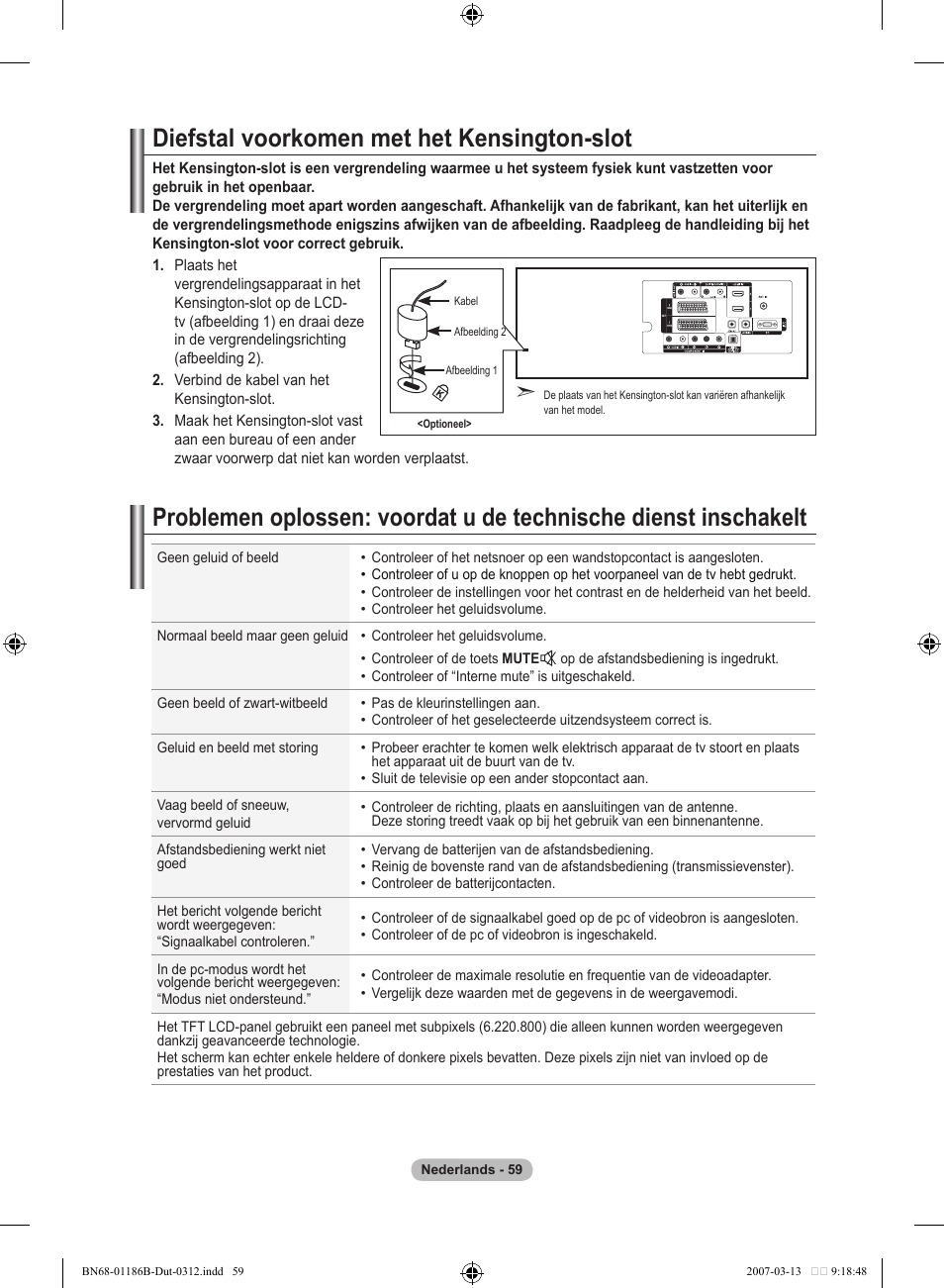 Diefstal voorkomen met het kensington-slot | Samsung LE52M87BD User Manual | Page 247 / 498