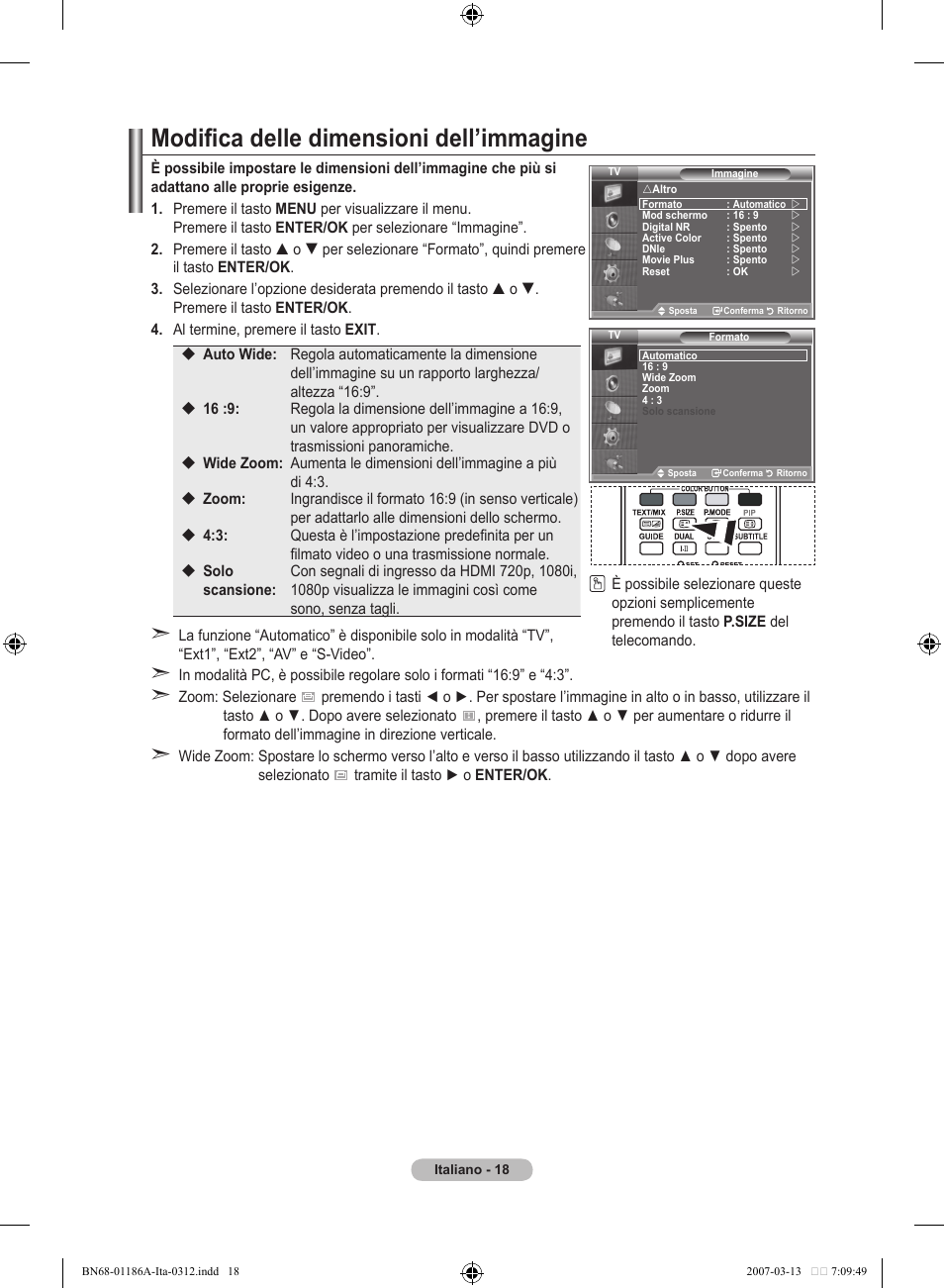 Modifica delle dimensioni dell’immagine | Samsung LE52M87BD User Manual | Page 268 / 498