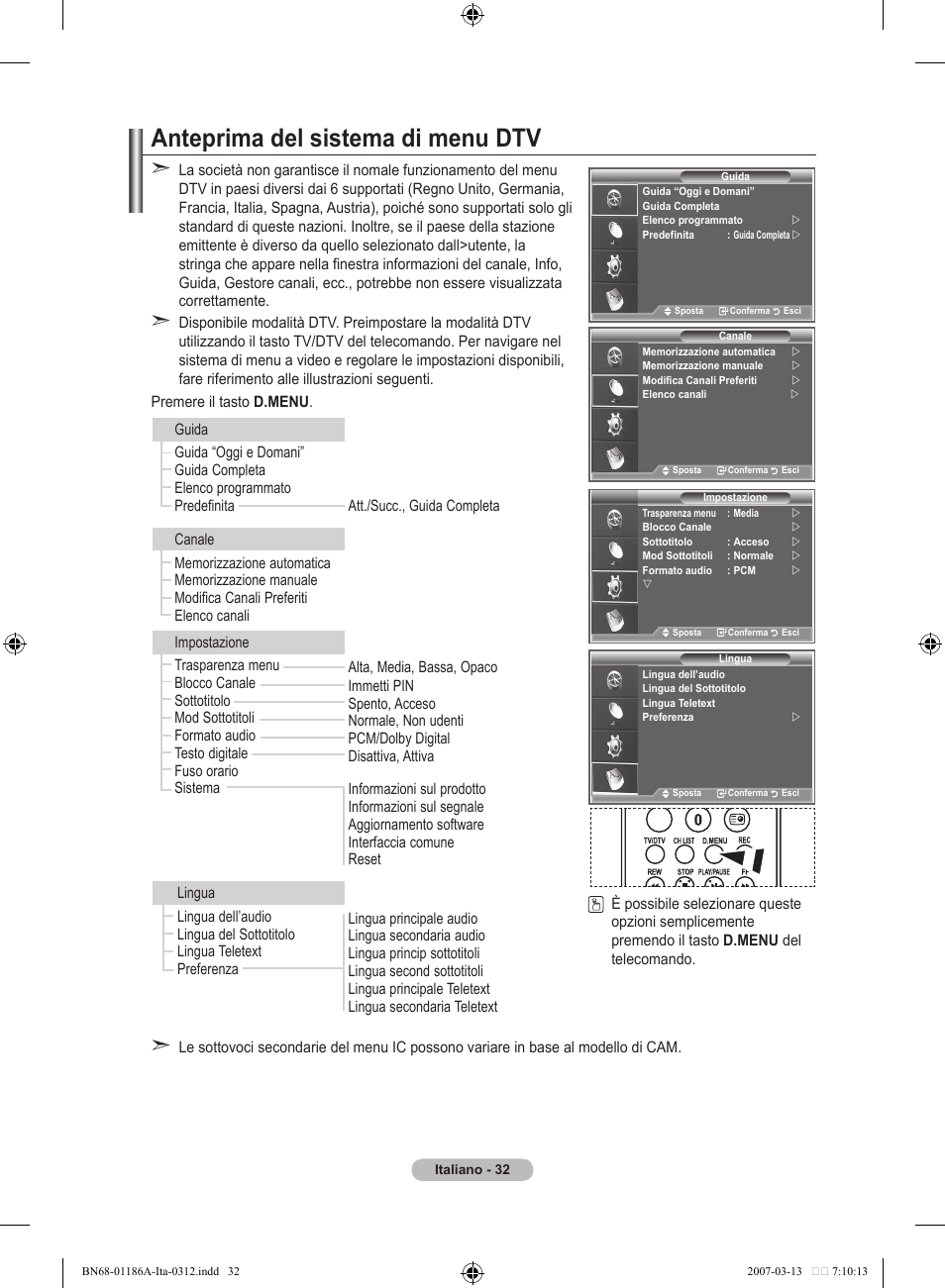 Anteprima del sistema di menu dtv | Samsung LE52M87BD User Manual | Page 282 / 498