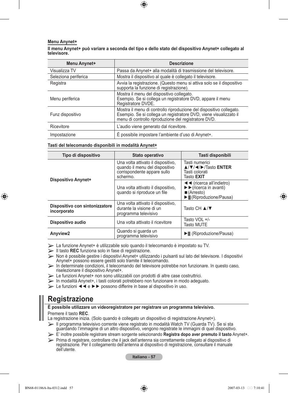 Registrazione | Samsung LE52M87BD User Manual | Page 307 / 498