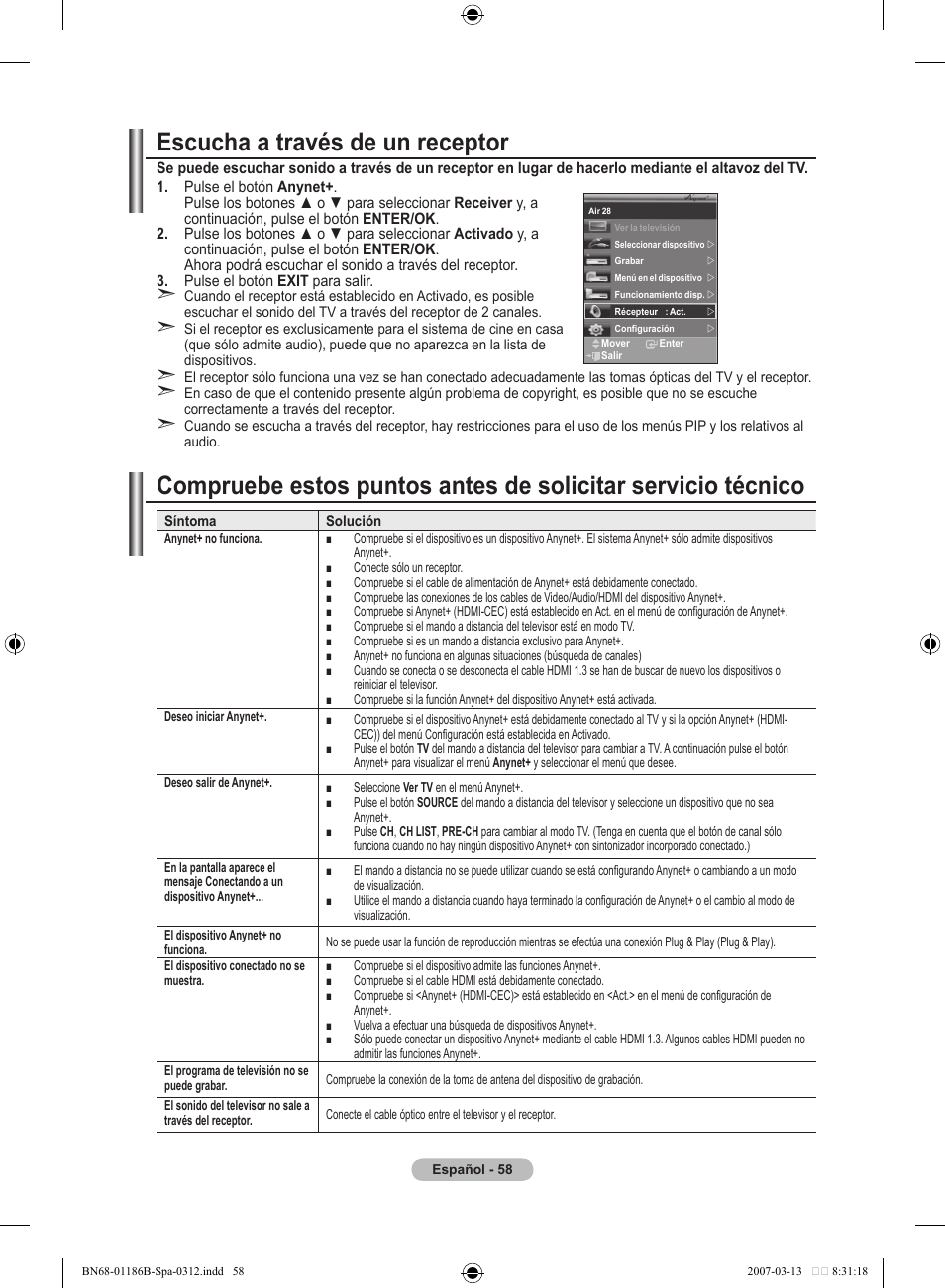 Escucha a través de un receptor | Samsung LE52M87BD User Manual | Page 370 / 498