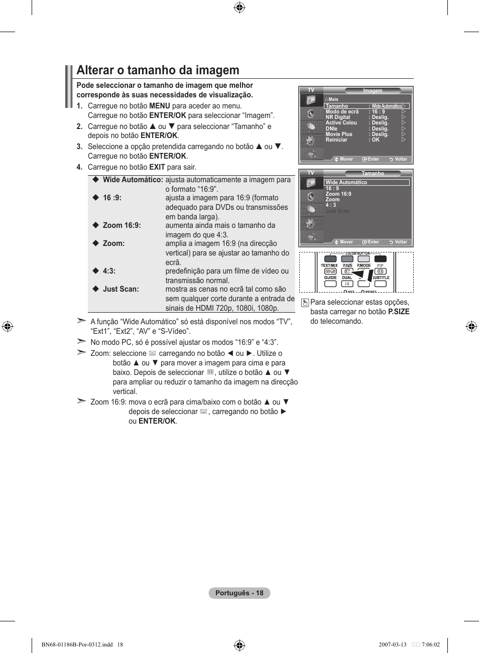 Alterar o tamanho da imagem | Samsung LE52M87BD User Manual | Page 392 / 498