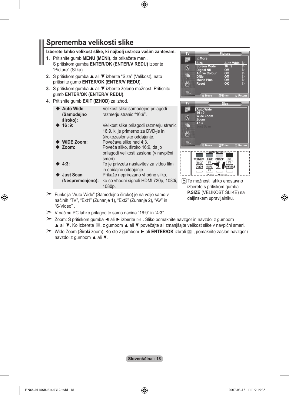 Sprememba velikosti slike | Samsung LE52M87BD User Manual | Page 454 / 498