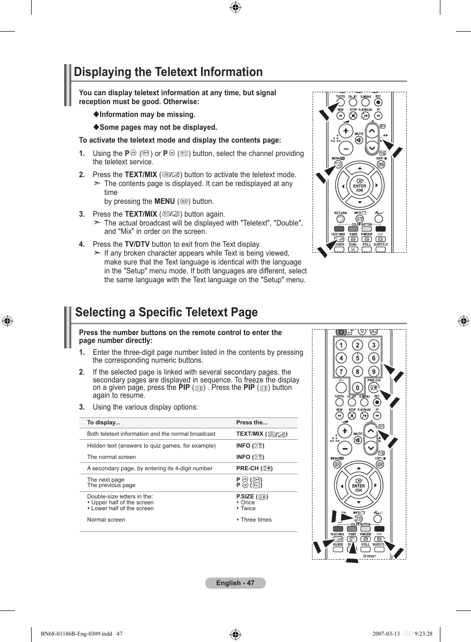 Displaying the teletext information | Samsung LE52M87BD User Manual | Page 49 / 498