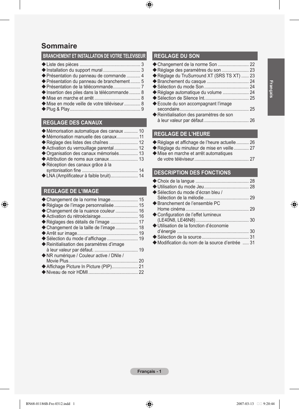 Sommaire | Samsung LE52M87BD User Manual | Page 65 / 498