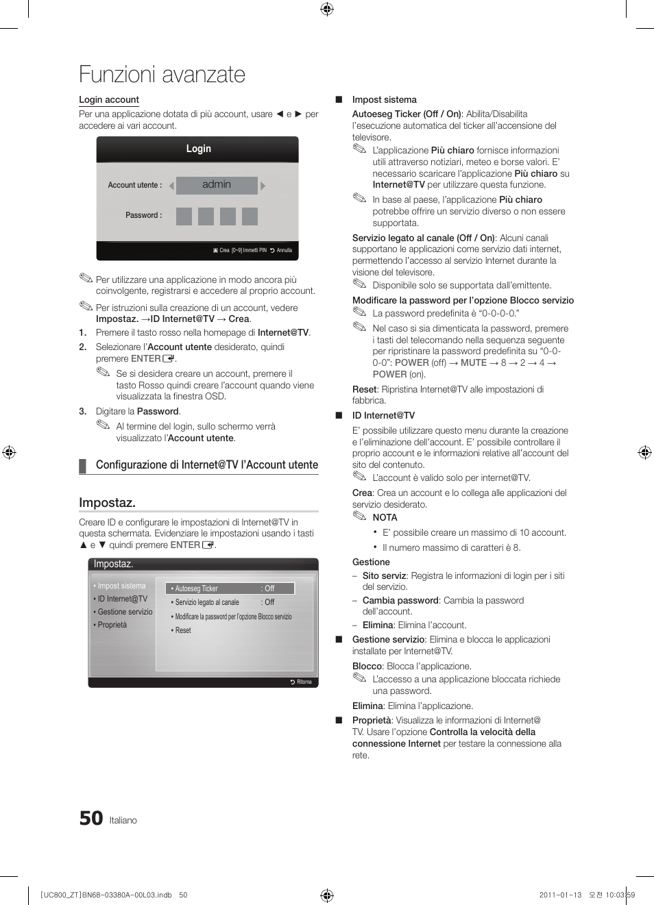 Funzioni avanzate, Impostaz | Samsung UE40S800XP User Manual | Page 114 / 192