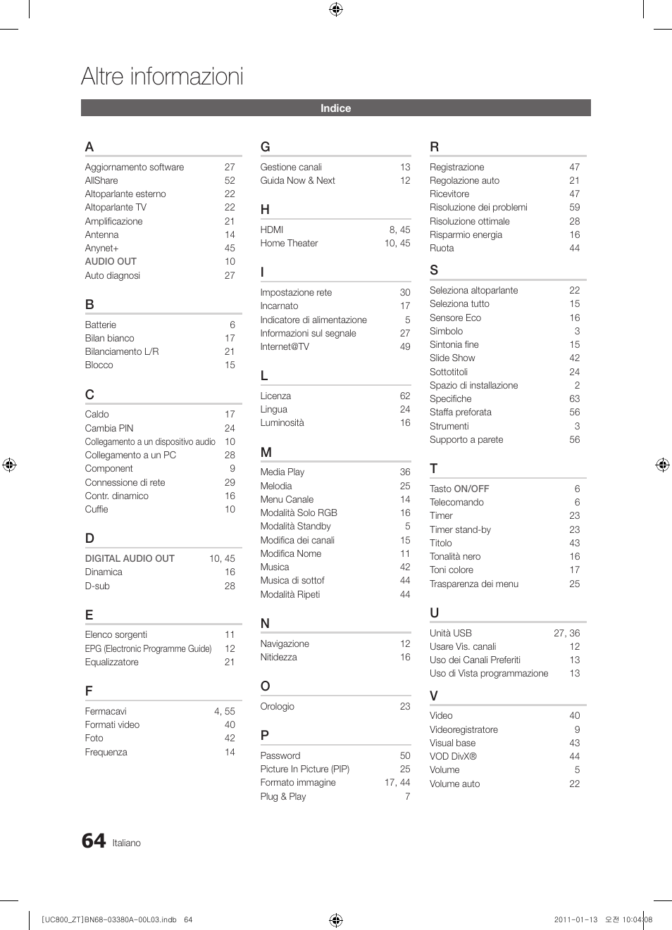 Altre informazioni | Samsung UE40S800XP User Manual | Page 128 / 192