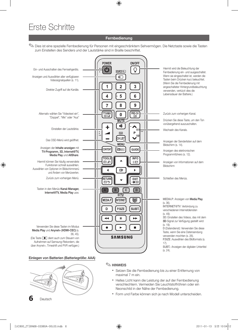 Erste schritte | Samsung UE40S800XP User Manual | Page 134 / 192