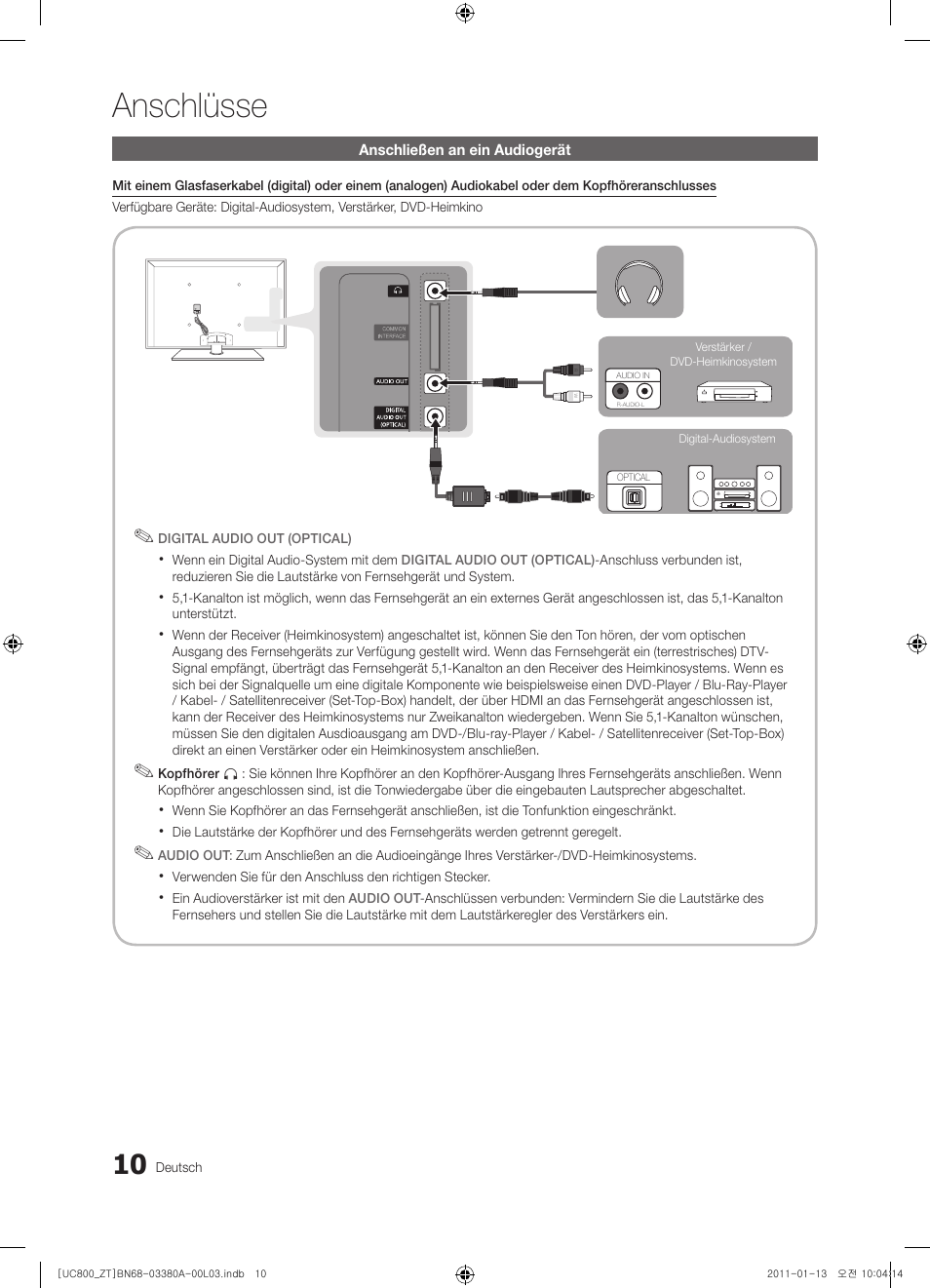 Anschlüsse | Samsung UE40S800XP User Manual | Page 138 / 192