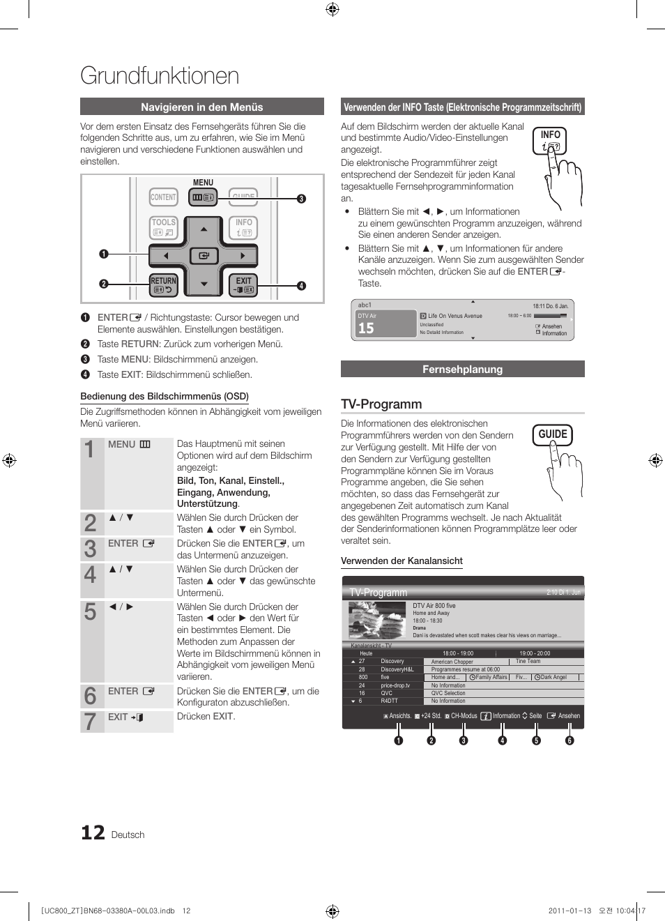 Grundfunktionen, Tv-programm | Samsung UE40S800XP User Manual | Page 140 / 192