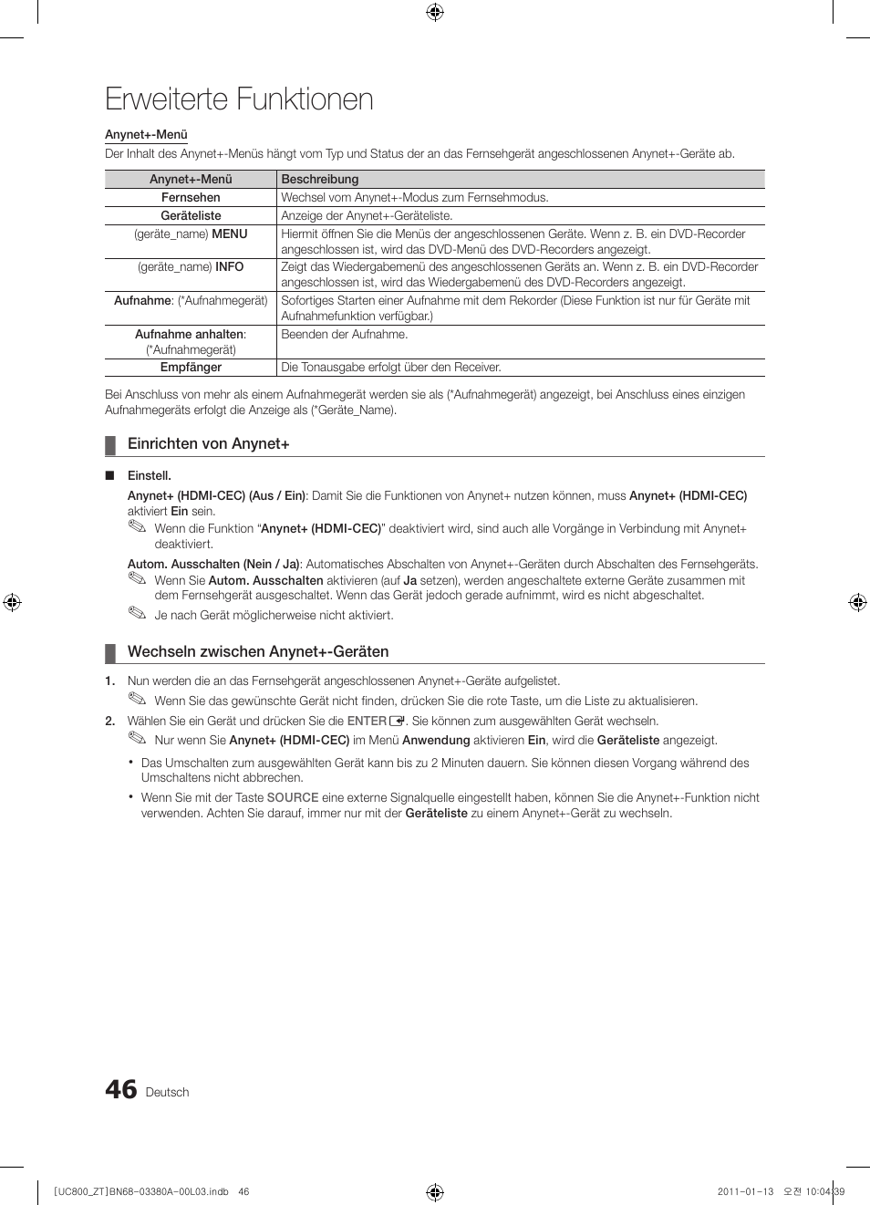 Erweiterte funktionen | Samsung UE40S800XP User Manual | Page 174 / 192