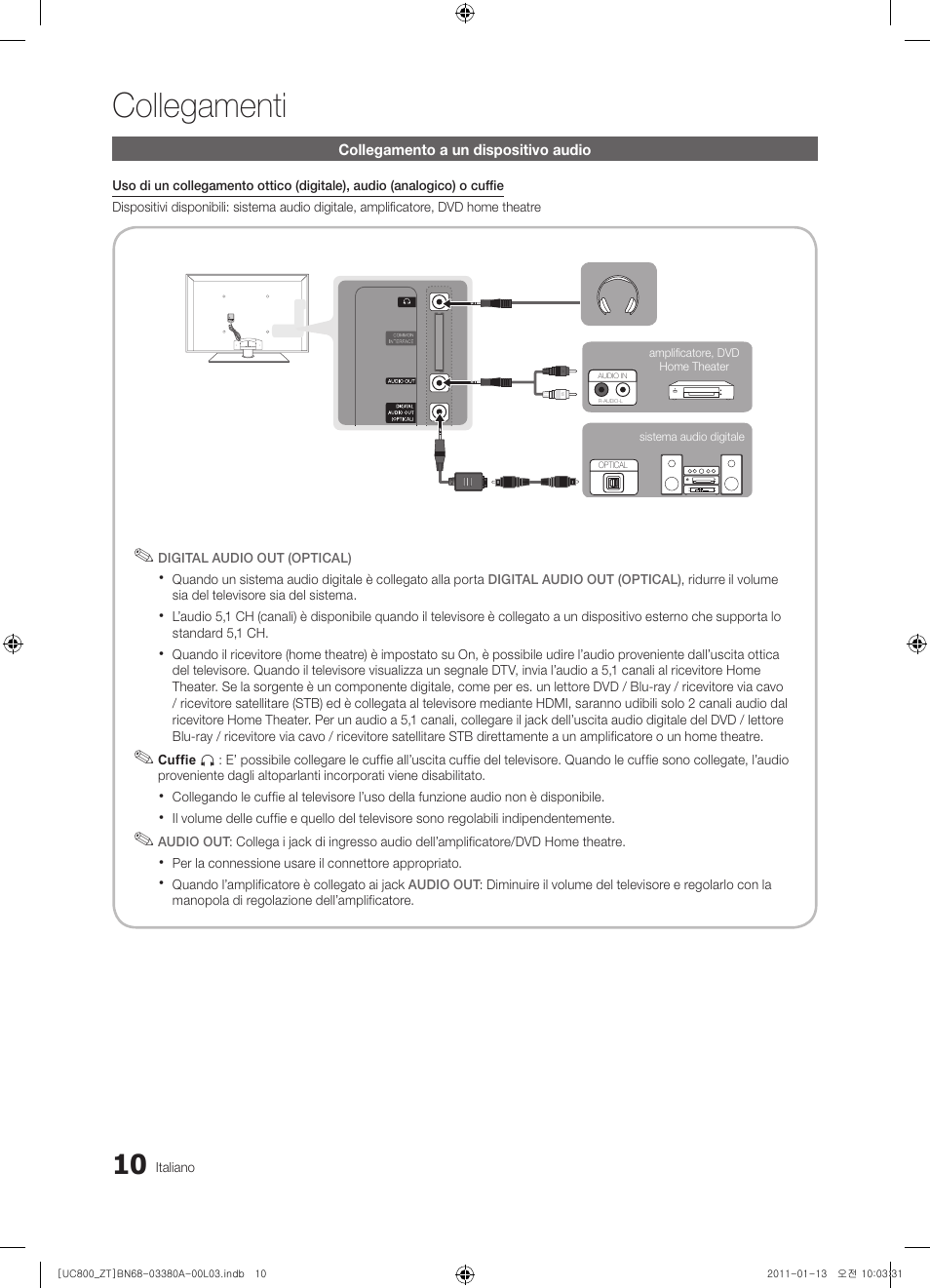 Collegamenti | Samsung UE40S800XP User Manual | Page 74 / 192