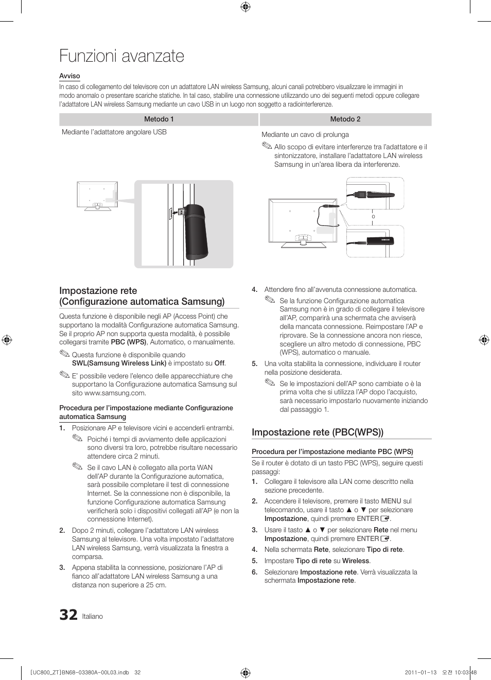 Funzioni avanzate | Samsung UE40S800XP User Manual | Page 96 / 192