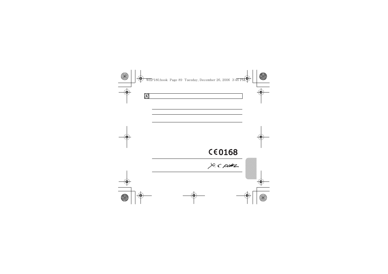 Certificazione | Samsung WEP180 User Manual | Page 92 / 167
