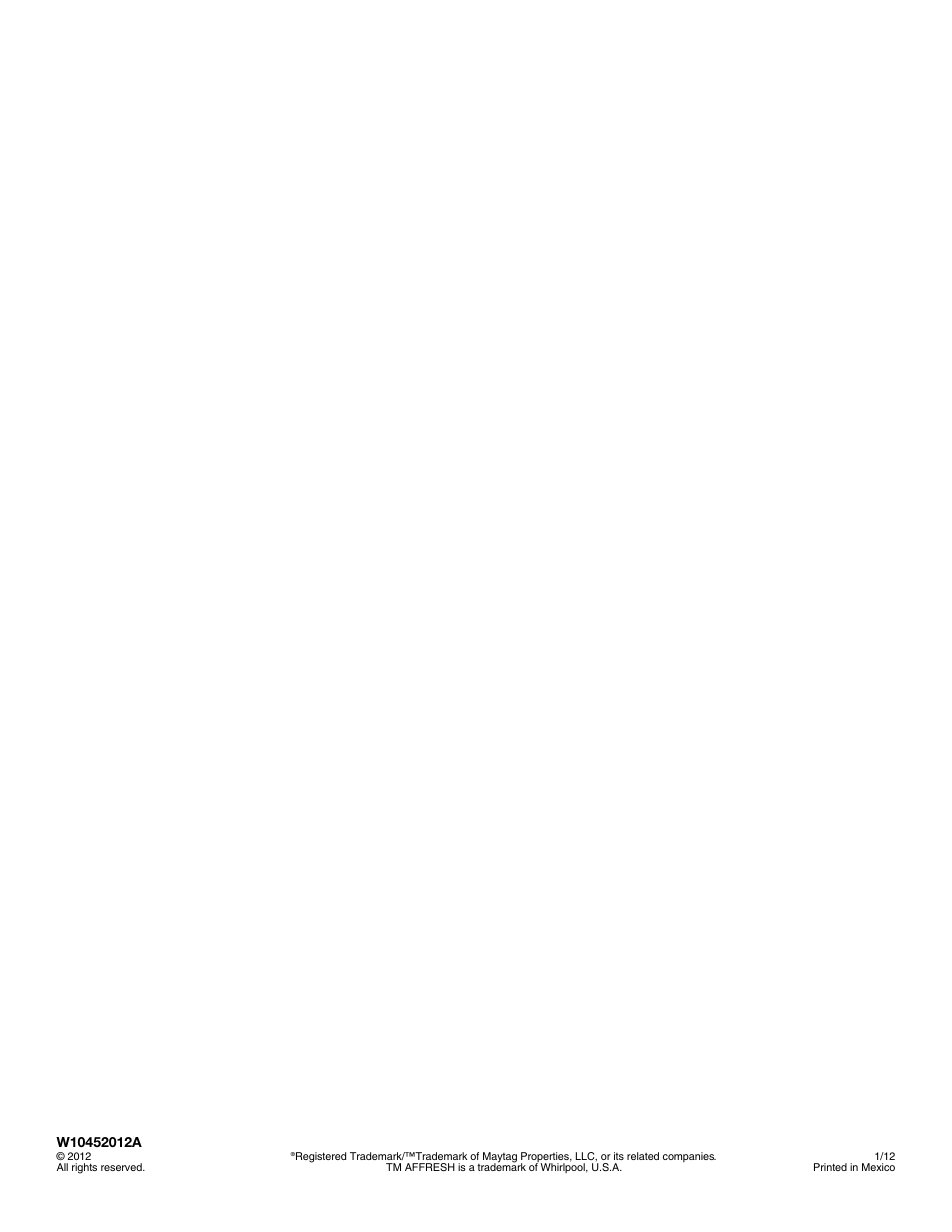 Amana W10452012A User Manual | Page 16 / 16