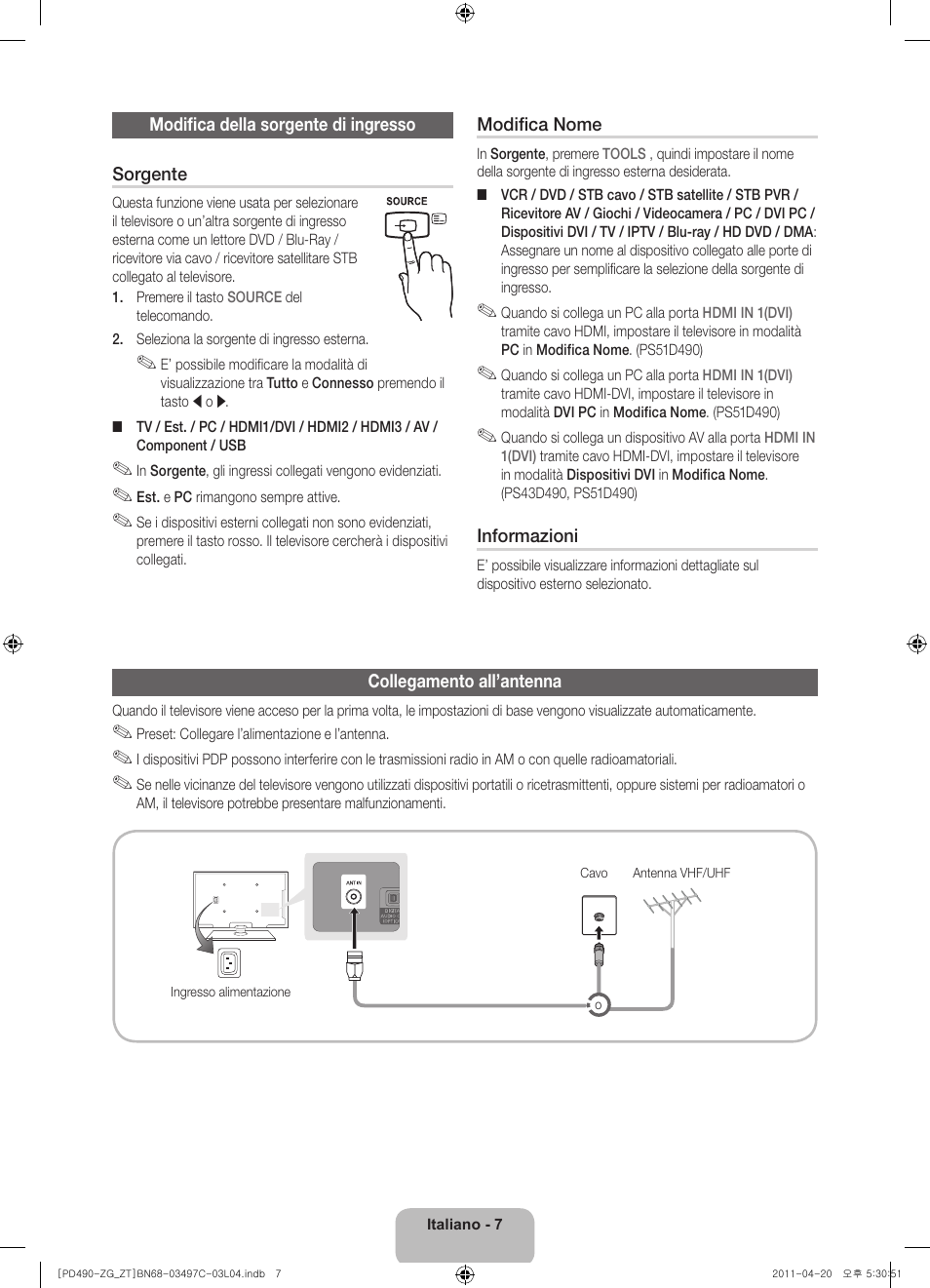 Samsung PS43D490A1W User Manual | Page 61 / 74