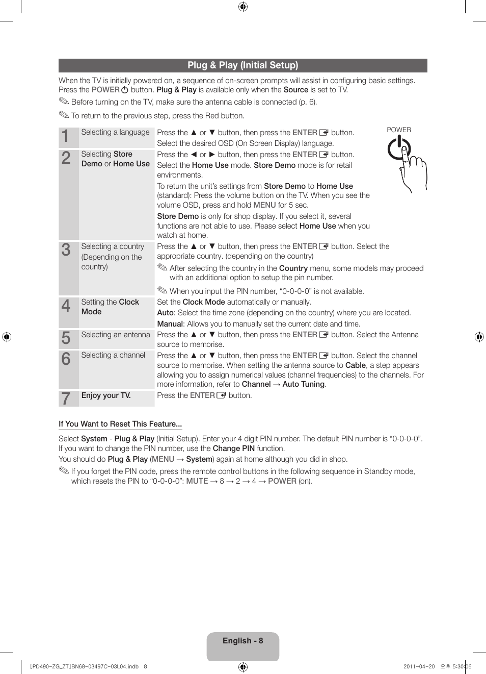 Samsung PS43D490A1W User Manual | Page 8 / 74