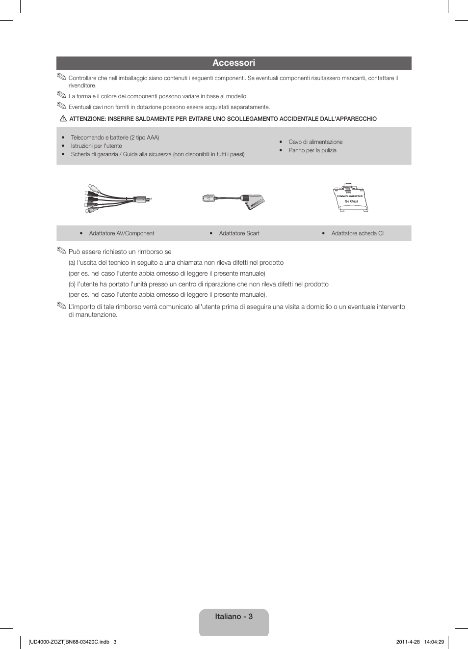 Accessori | Samsung UE19D4010NW User Manual | Page 51 / 67